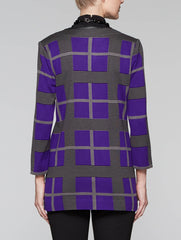 Leather Trim Plaid Jacket