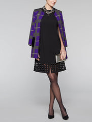 Leather Trim Plaid Jacket