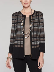 Multi Texture Plaid Jacket Color Black/Macadamia/Macchiato