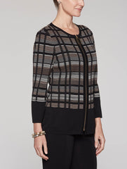 Multi Texture Plaid Jacket Color Black/Macadamia/Macchiato