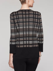 Multi Texture Plaid Jacket Color Black/Macadamia/Macchiato