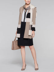Color Block Blazer and Scarf Color Macchiato/Black/Macadamia