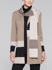 Color Block Blazer and Scarf Color Macchiato/Black/Macadamia