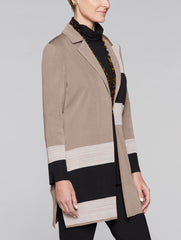 Color Block Blazer and Scarf Color Macchiato/Black/Macadamia