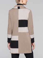 Color Block Blazer and Scarf Color Macchiato/Black/Macadamia