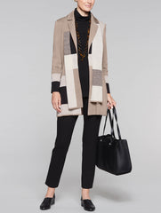 Color Block Blazer and Scarf Color Macchiato/Black/Macadamia