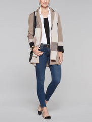 Color Block Blazer and Scarf Color Macchiato/Black/Macadamia