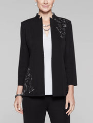 Embroidery and Stone Jacket Color Black