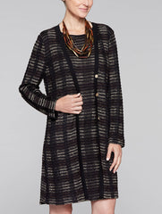 Multi Stitch Long Jacket Color Hickory/Black/Caramel