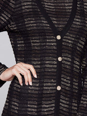 Multi Stitch Long Jacket Color Hickory/Black/Caramel