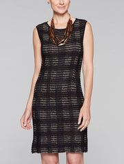 Multi Stitch Sheath Dress Color Hickory/Black/Caramel