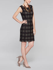 Multi Stitch Sheath Dress Color Hickory/Black/Caramel