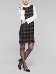 Multi Stitch Sheath Dress Color Hickory/Black/Caramel