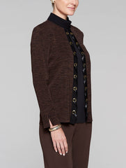 Mélange with Leather Laced Jacket Color Hickory/Black