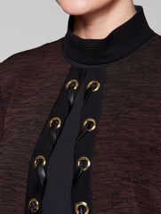 Mélange with Leather Laced Jacket Color Hickory/Black