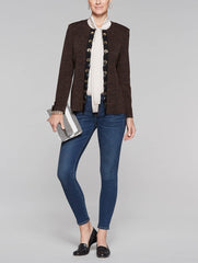 Mélange with Leather Laced Jacket Color Hickory/Black