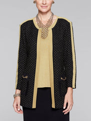 Gold Lurex Chain Trim Jacket Color Black/Gold