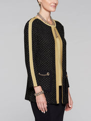 Gold Lurex Chain Trim Jacket Color Black/Gold