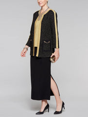 Gold Lurex Chain Trim Jacket Color Black/Gold