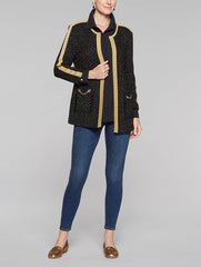Gold Lurex Chain Trim Jacket Color Black/Gold