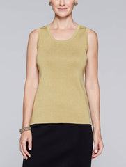 Gold 25" Lurex Knit Tank Color Gold