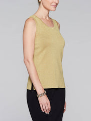 Gold 25" Lurex Knit Tank Color Gold