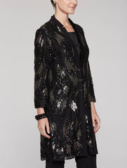 Sequin and Chiffon Duster Color Black/Gold