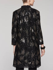 Sequin and Chiffon Duster Color Black/Gold