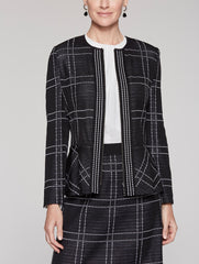 Windowpane Peplum Jacket Color Black/White