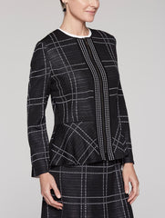 Windowpane Peplum Jacket Color Black/White