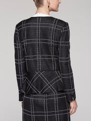 Windowpane Peplum Jacket Color Black/White