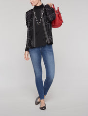 Windowpane Peplum Jacket Color Black/White