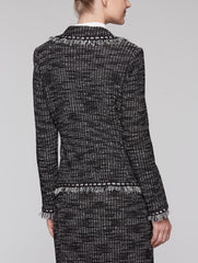 Tweed and Fringe Jacket Color Black/Mist/White