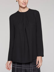 Black Long Sleeve Twisted Neckline Blouse Color Black