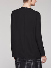 Black Long Sleeve Twisted Neckline Blouse Color Black