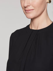 Black Long Sleeve Twisted Neckline Blouse Color Black