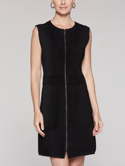 Knit & Ponte Zip Dress Color Black