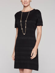 Knit Paneled Dress Color Black