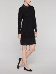 Grommet Collar Dress Color Black