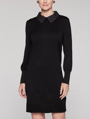 Grommet Collar Dress Color Black
