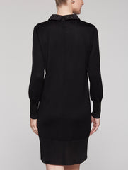 Grommet Collar Dress Color Black