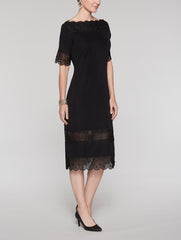 Scallop Lace Midi Dress Color Black