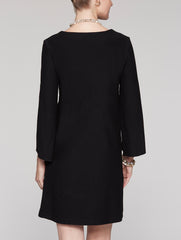 Drape Sleeve Crepe Dress Color Black