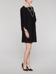 Drape Sleeve Crepe Dress Color Black