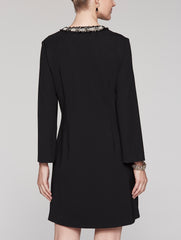 Ponte Embellished Dress Color Black