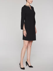 Ponte Embellished Dress Color Black