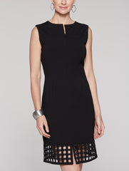 Ponte Lattice Hem Dress Color Black