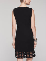 Ponte Lattice Hem Dress Color Black