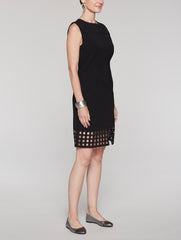 Ponte Lattice Hem Dress Color Black