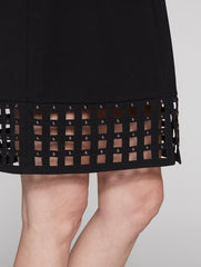 Ponte Lattice Hem Dress Color Black